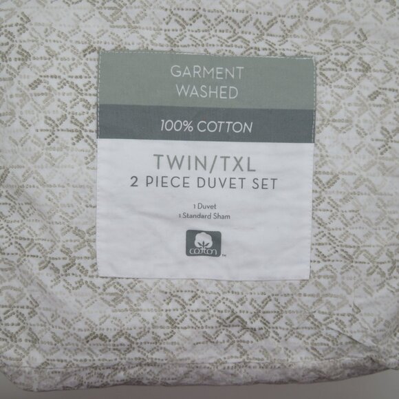 Twin Duvet Garment Washed Standard Sham Taupe Casual Cover 2 Piece Open Package - Picture 2 of 12